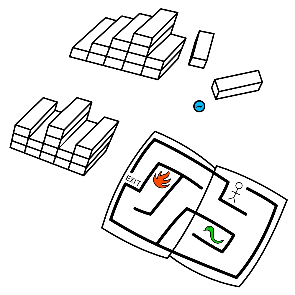 a simplified illustration of the games I made during my childhood as described